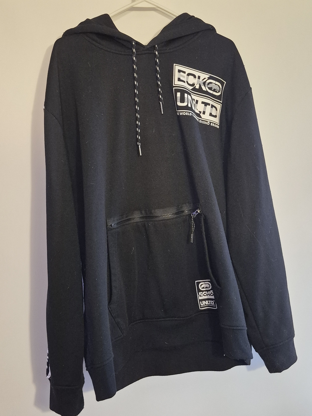 Ecko Unlimited Black Crewneck Hoodie with White Logo